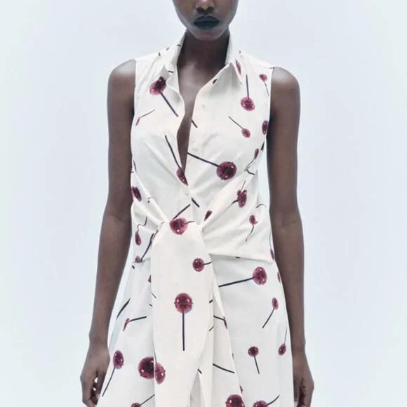 ZARA SS24 PRINTED POPLIN SHIRTDRESS ZW COLLECTION 3089/144 019/320 - Picture 3 of 11